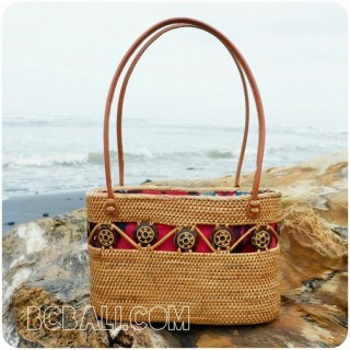 bali handwoven straw grass handbag unique style fabrik lining